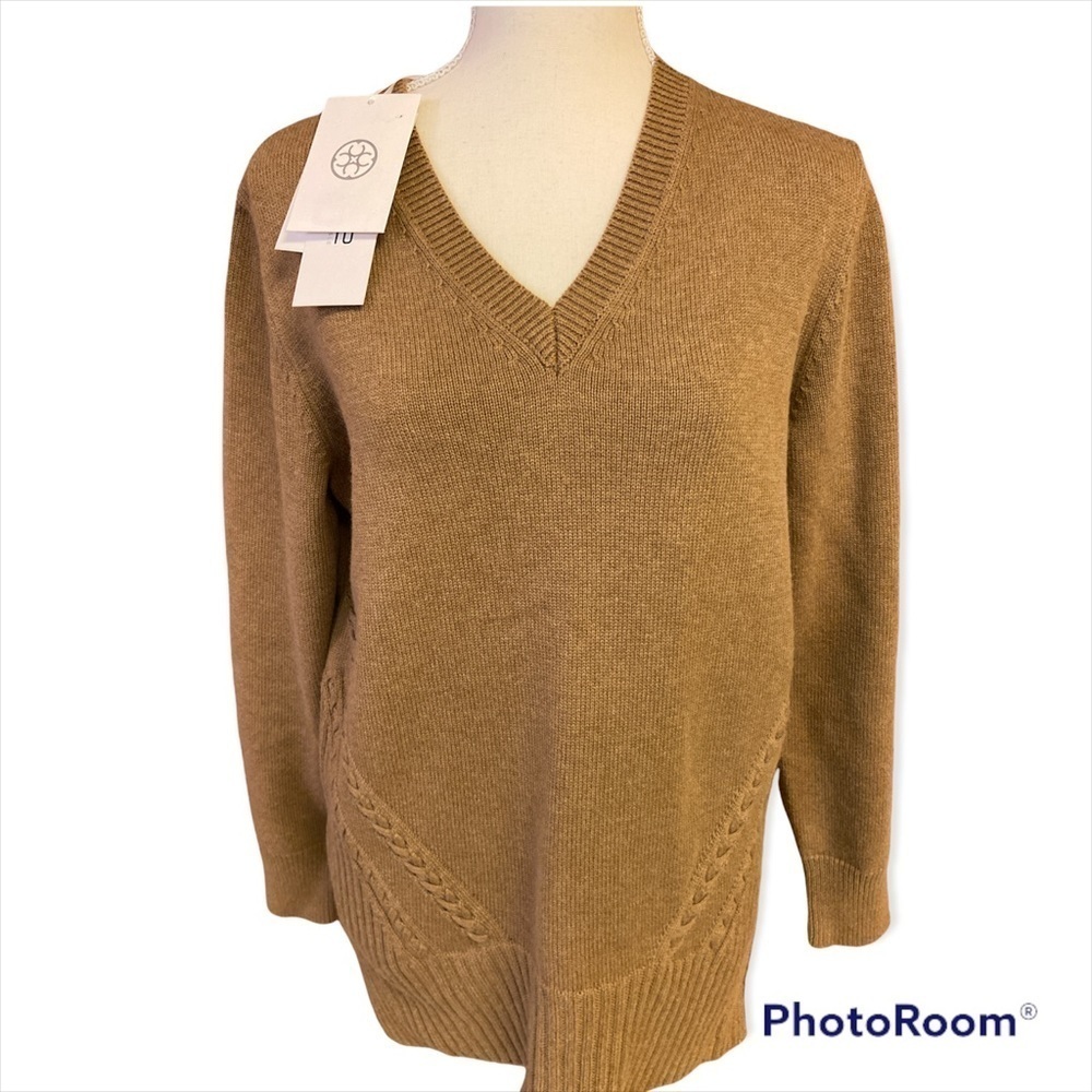 Per Se Carlisle Cotton/Cashmere Sweater In Nougat Size M Nwt